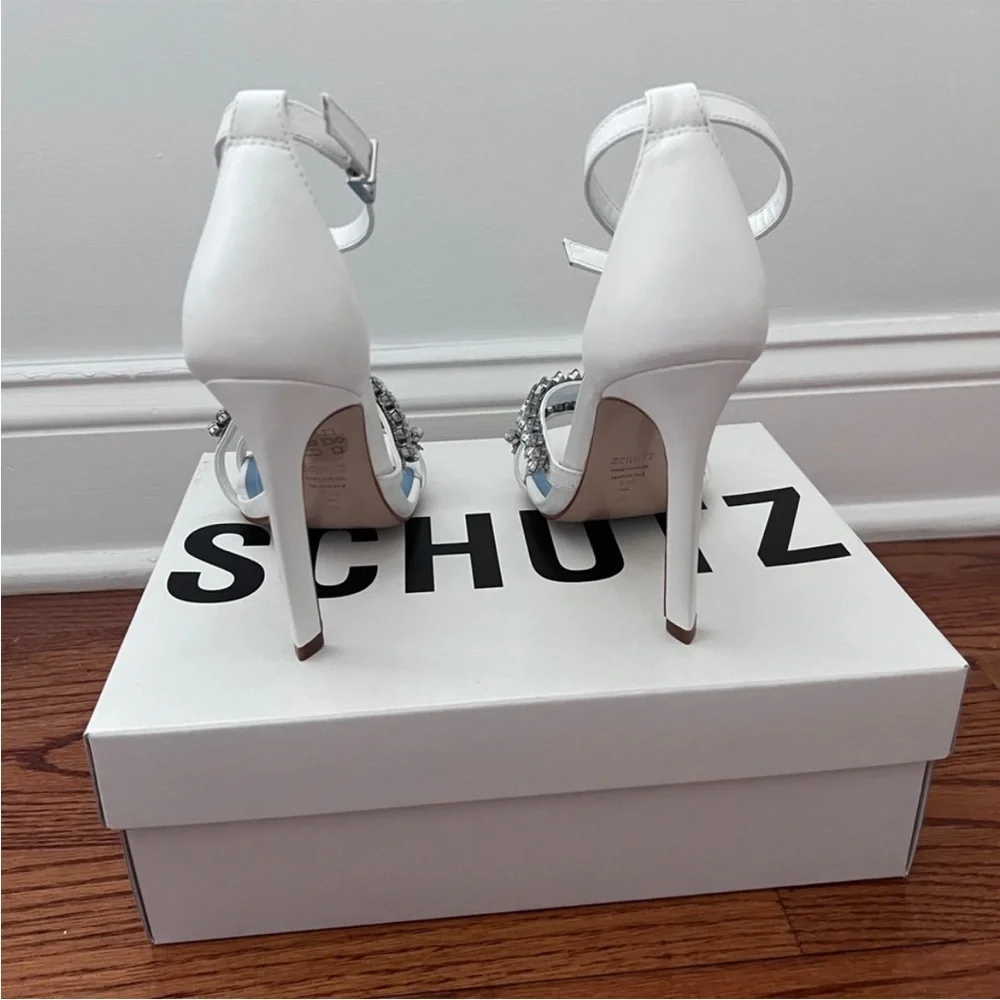 SCHUTZ White Rhinestone Embellished Heels - Picture 3 of 6